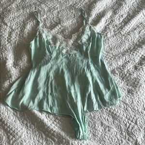 Free People Intimately Lace Trim Satin Teddy